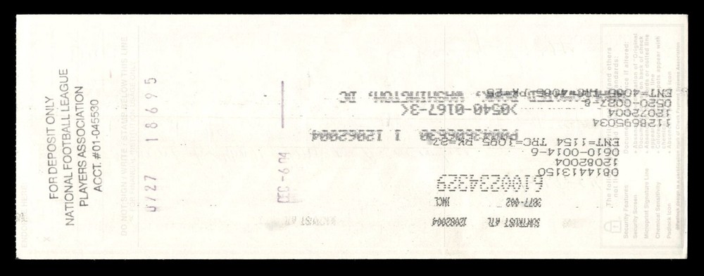 CHARLEY TRIPPI SIGNED CANCELLED CHECK