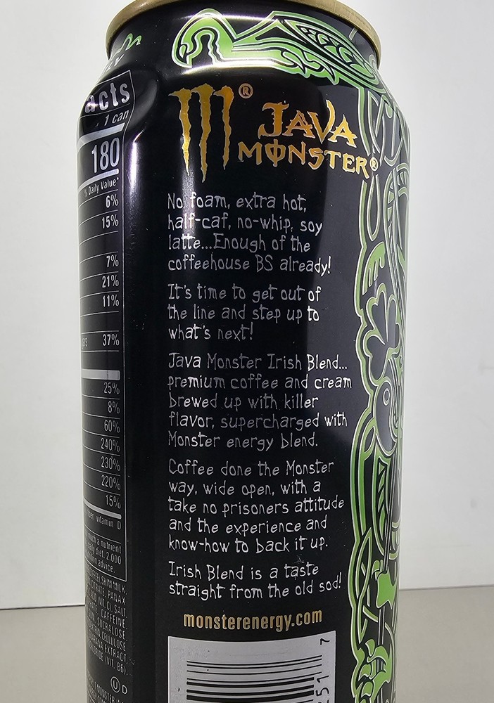Monster Energy Java Irish Blend Unopened Can SEALED 16.9 oz Retired