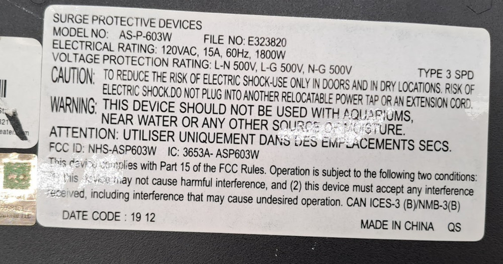 HELIOS SURGE PROTECTIVE DEVICES AS-P-603W