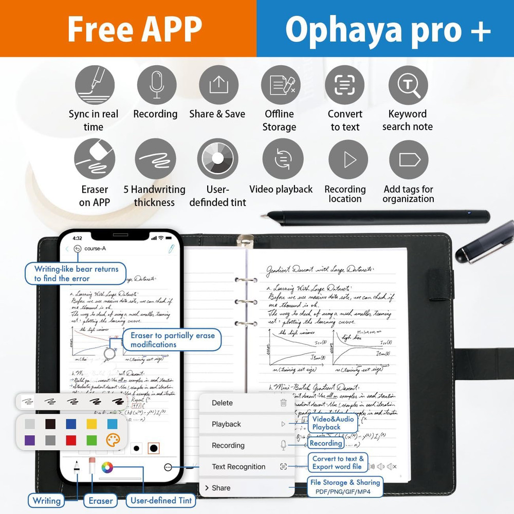Smart Sync Pen Digital Notebook Real Time Writing Convert to Text iOS Android