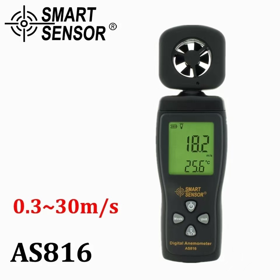 SMART SENSOR Digital Anemometer Handheld Air Wind Speed Meter Tester Backlight