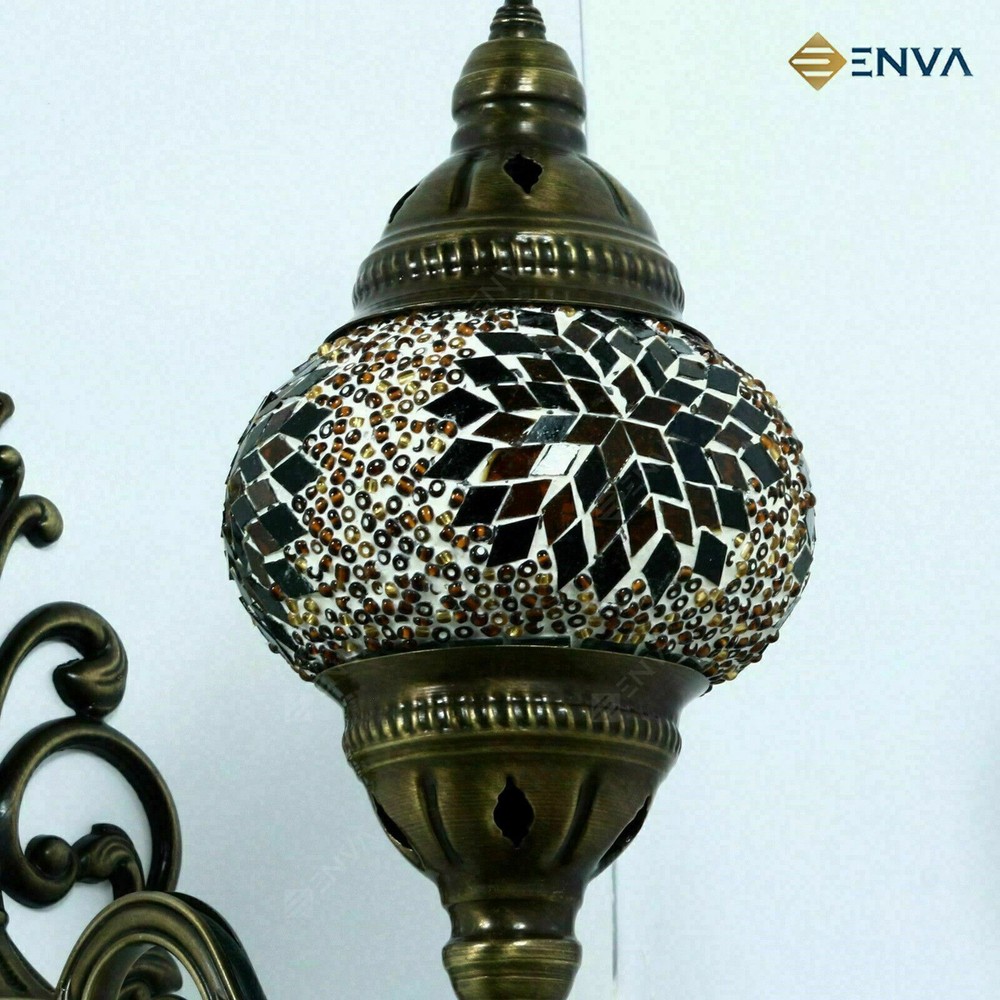 Turkish Moroccan Style Multicolour Mosaic Wall Sconce Light Lamp Medium Globe