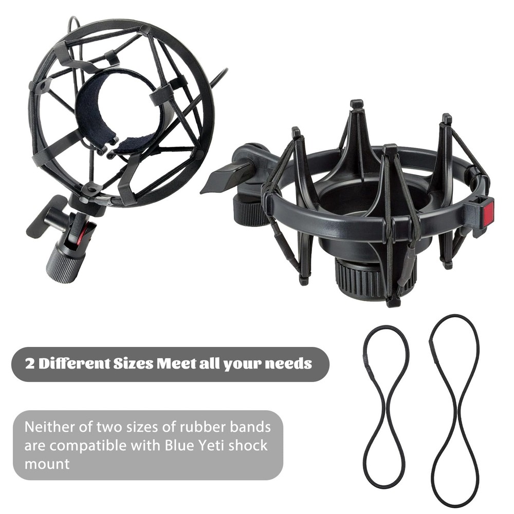 8 Pcs Universal Microphone Shock Mount Rubber Bands Black Elastic Replacement...