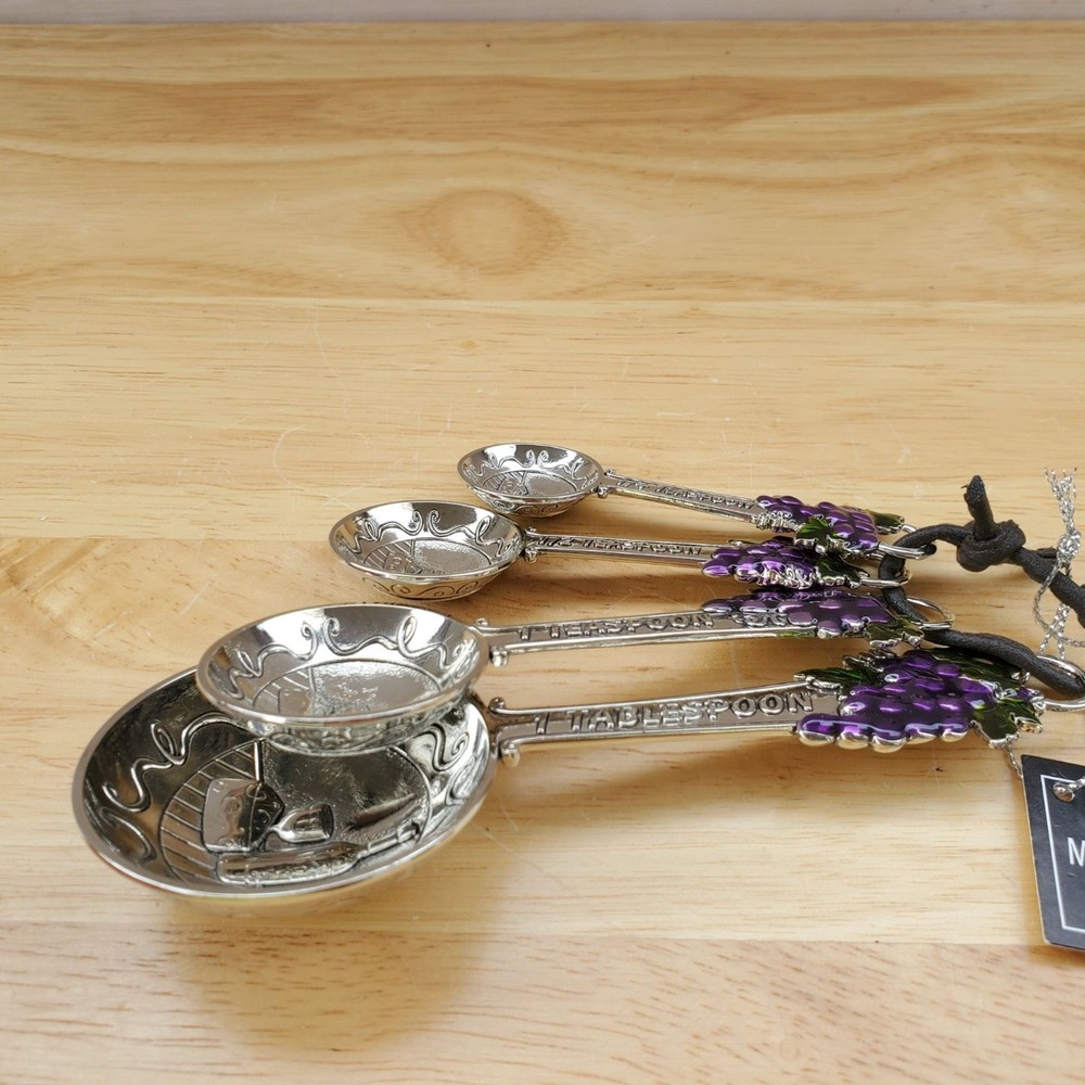 Decorative Grape Cluster Measuring Spoons Set With Whimsical Kitchen Charm