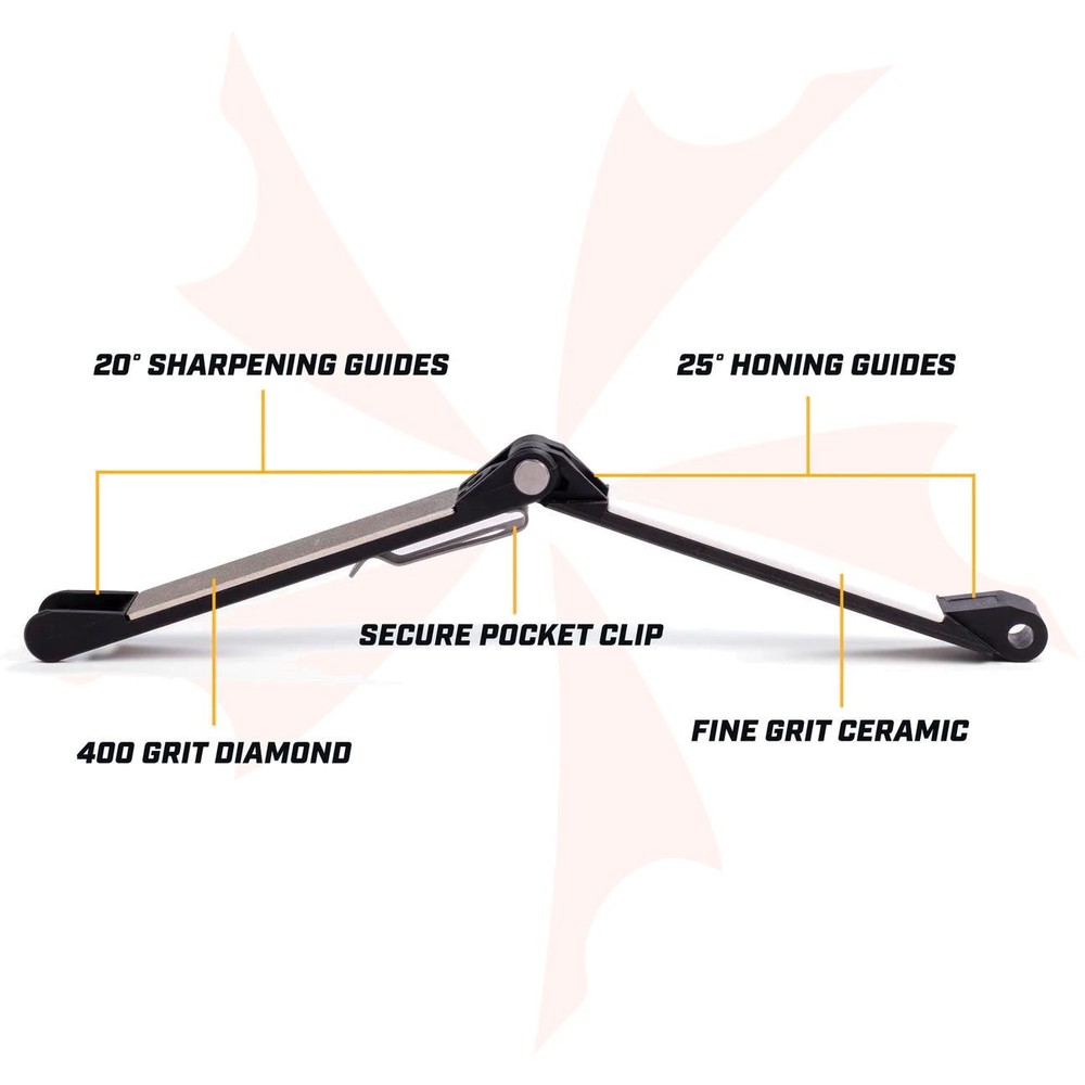 Work Sharp Folding Field Sharpener, 400 Grit and Ceramic Plates, Pocket Clip