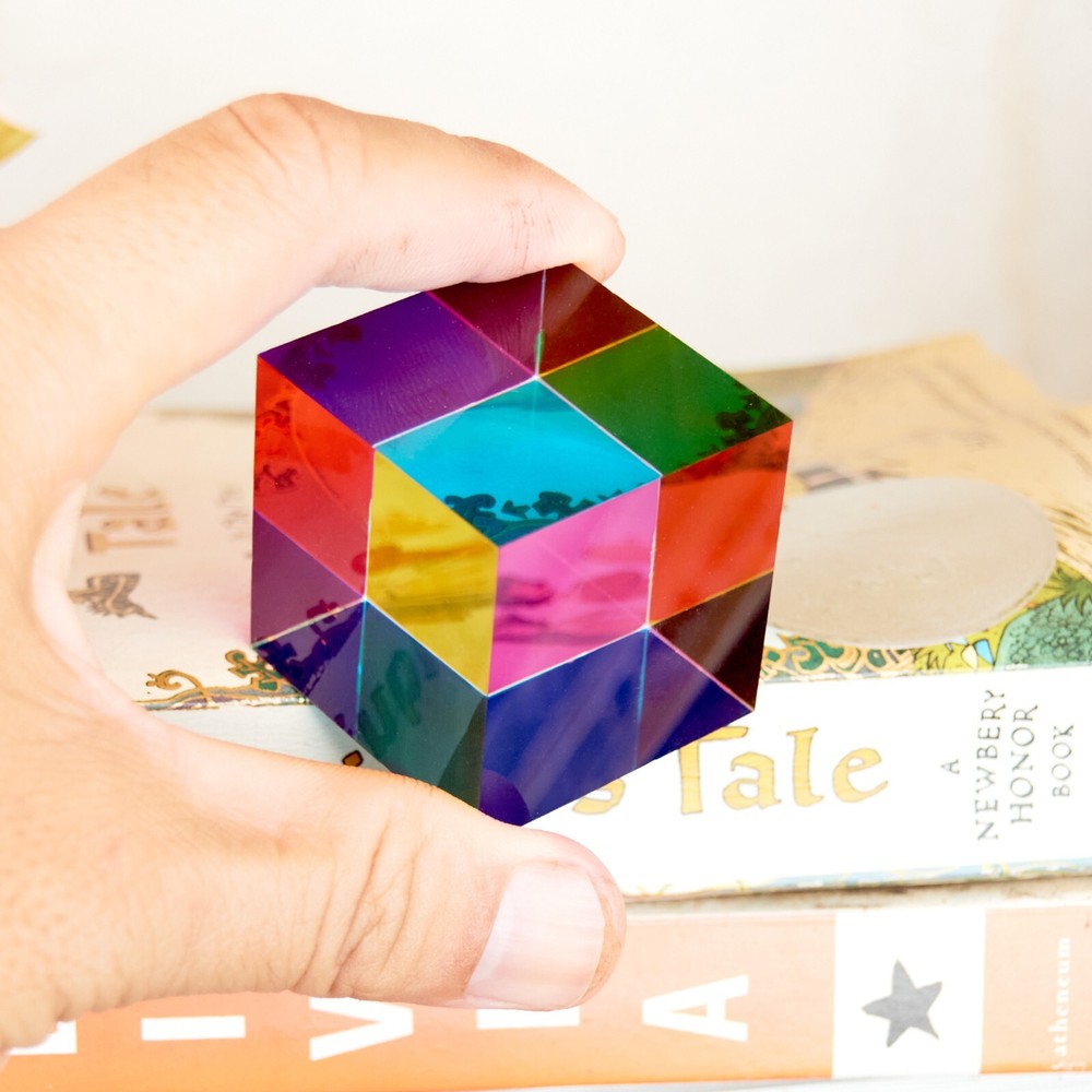CMY Color Cube, Acrylic Prism, Science Learning Educational Toy, Desktop Decor