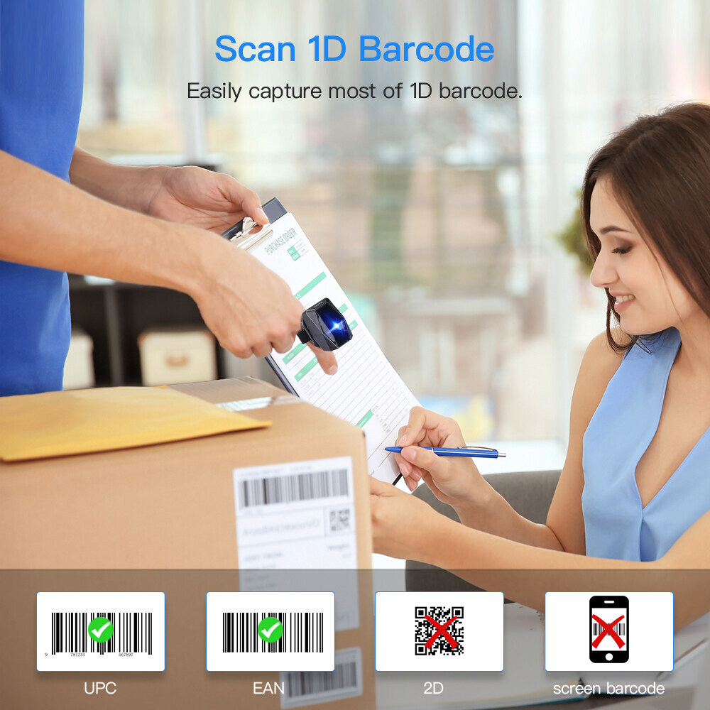 Eyoyo 1D Laser Barcode Scanner Wireless Wearable Finger Ring PC Scanner Reader
