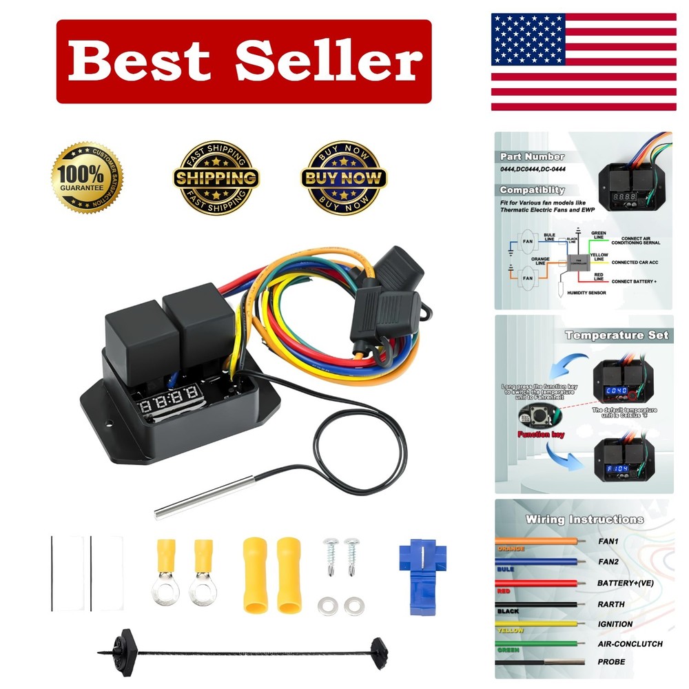 Compact Digital Thermatic Fan Switch Kit for Precise Cooling Control ()
