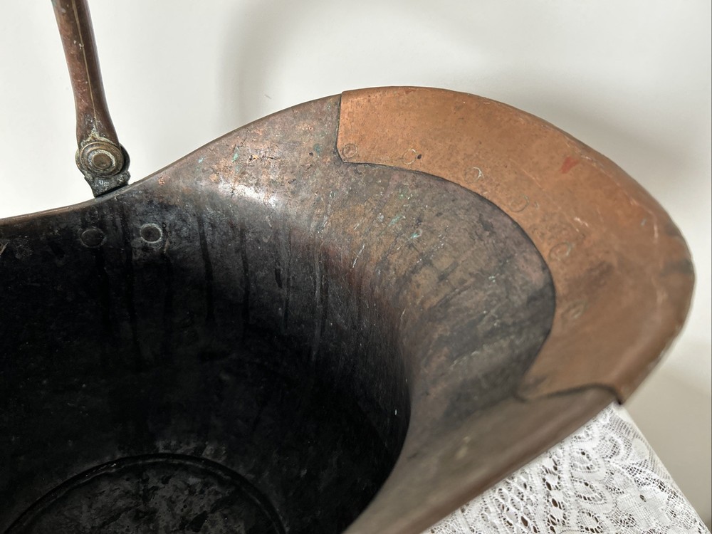 Victorian Copper Helmet Coal Scuttle