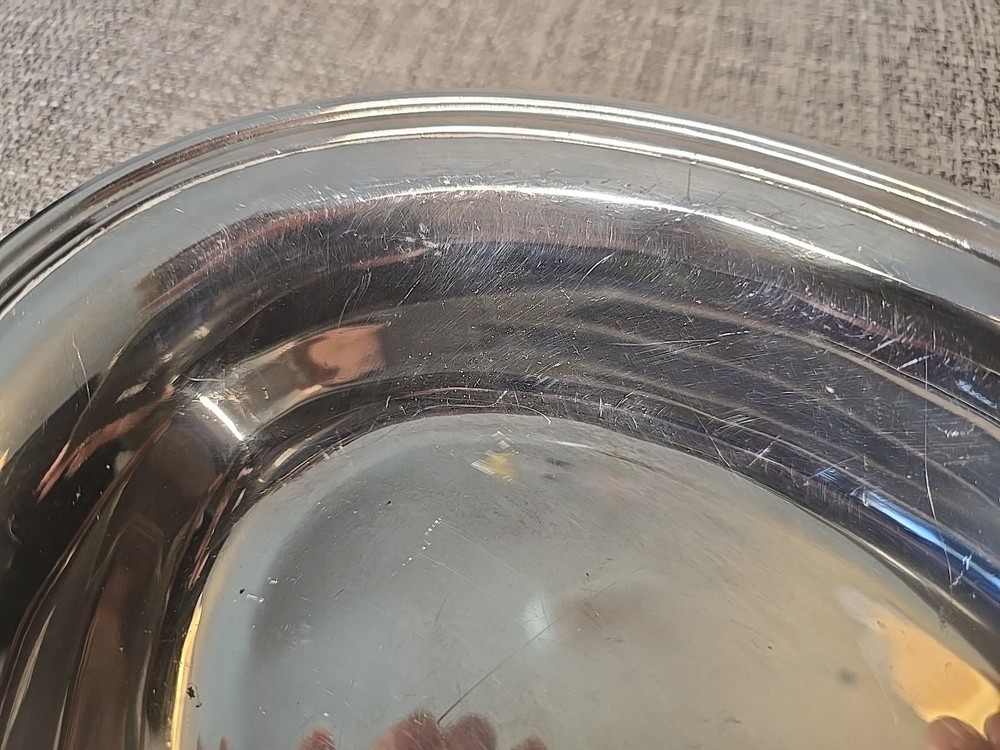 Silver Shallow Server With Handles, Unmarked, Oval, 10.25" Long