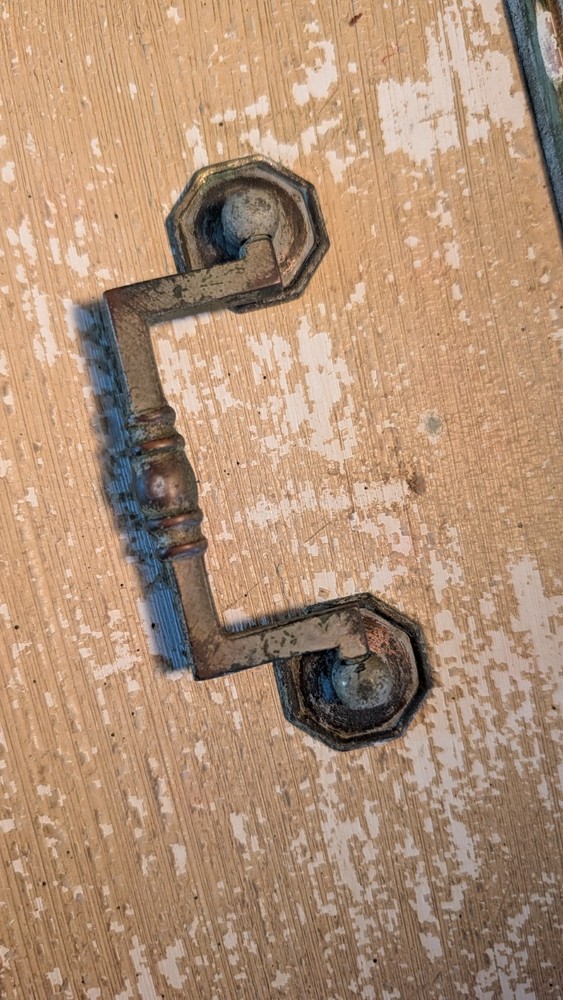 8) Brass Vintage Drawer Pull 3"centers Handle Mid-Century Dresser Pulls Hardware