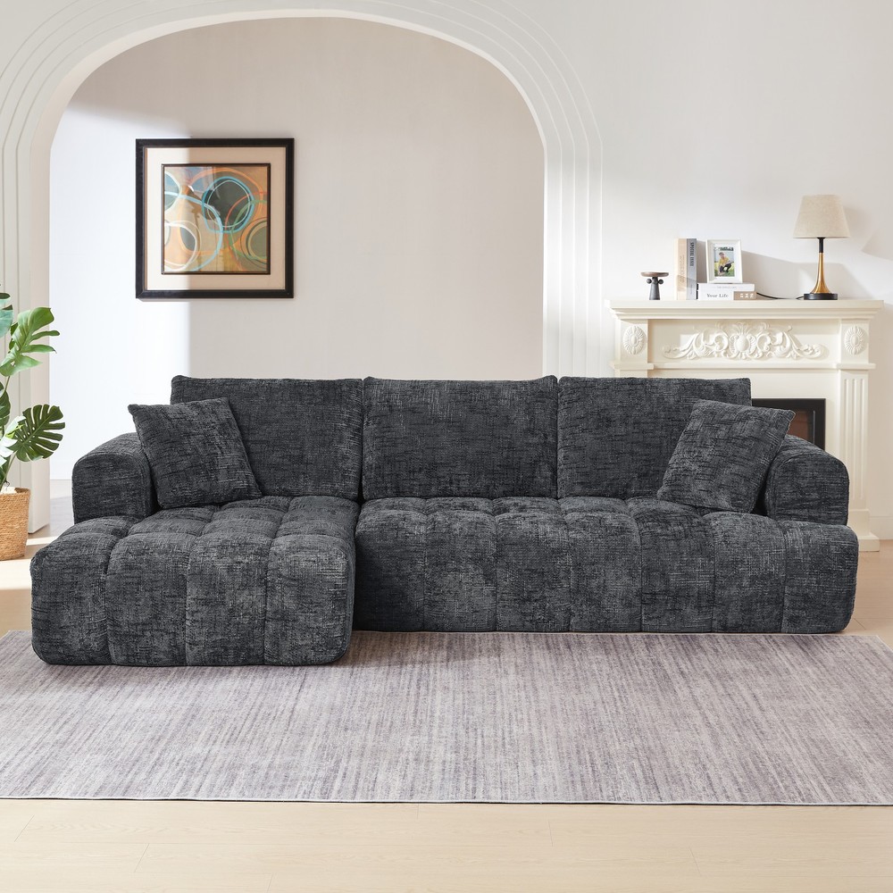 Chenille L-Shape Luxury Sectional Oversized Sofa,Mnimalist Design,Comfy Sleeper