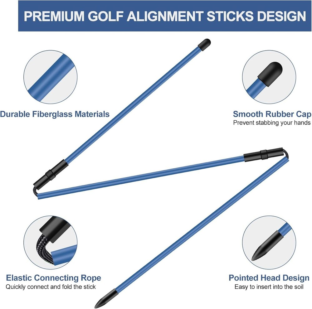 Golf Alignment Sticks 2 Pack,Golf Rods Upgraded 48"