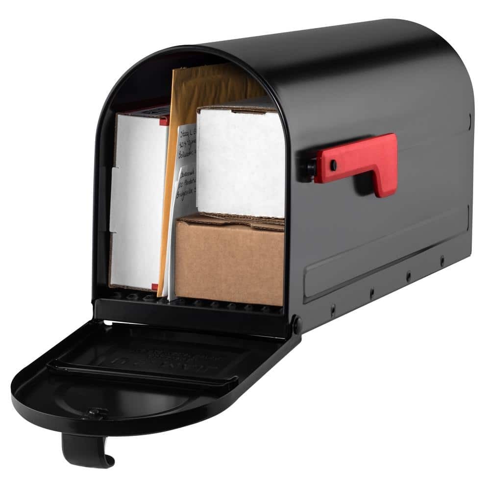 Architectural Mailboxes MB1 Black Medium Steel Post Mount Mailbox w/ Post Kit