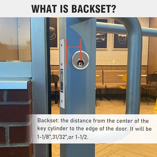 Storefront Door Lock Alsecure Commerical Swing Deadbolt 1.1/8" Backset Silver