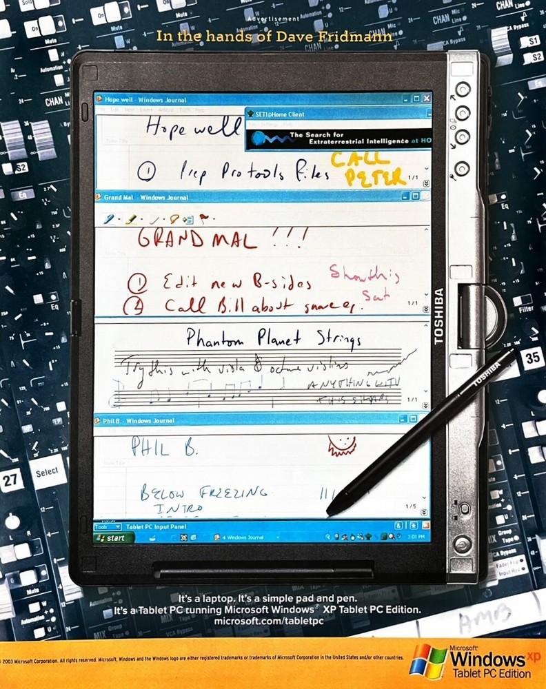 2003 WINDOWS XP TABLET Vintage Print Ad Microsoft