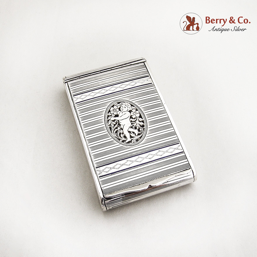 Cherub Box Cutwork Hinged Lid Austrian 800 Silver 1870