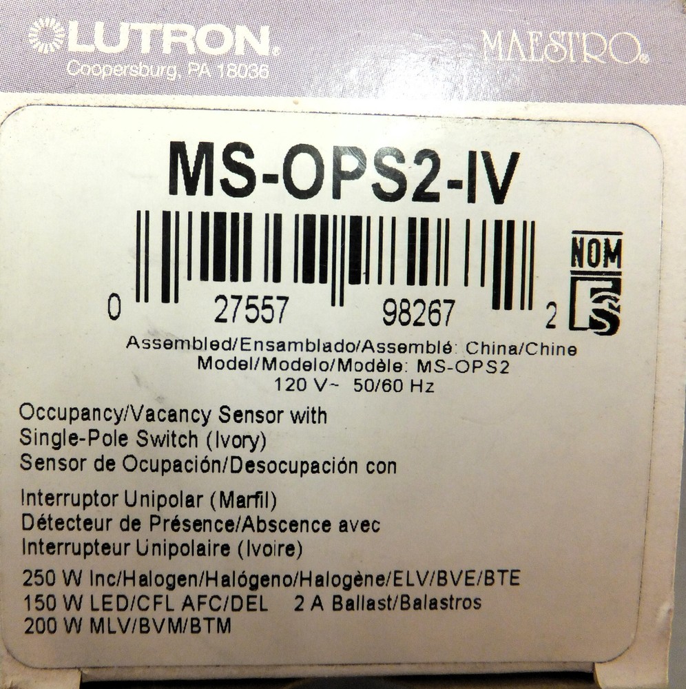 LUTRON MS-OPS2-IV MAESTRO OCCUPANCY SENSOR SWITCH