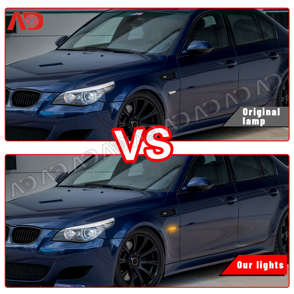 Sequential LED Side Marker Lights Smoked For BMW E60 E61 E82 E88 E90 E91 E92 E93