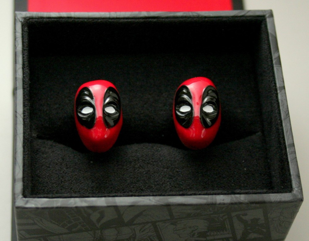 Marvel Comics Deadpool Head Enamel & Metal Cuff Links New NOS + Gift Box