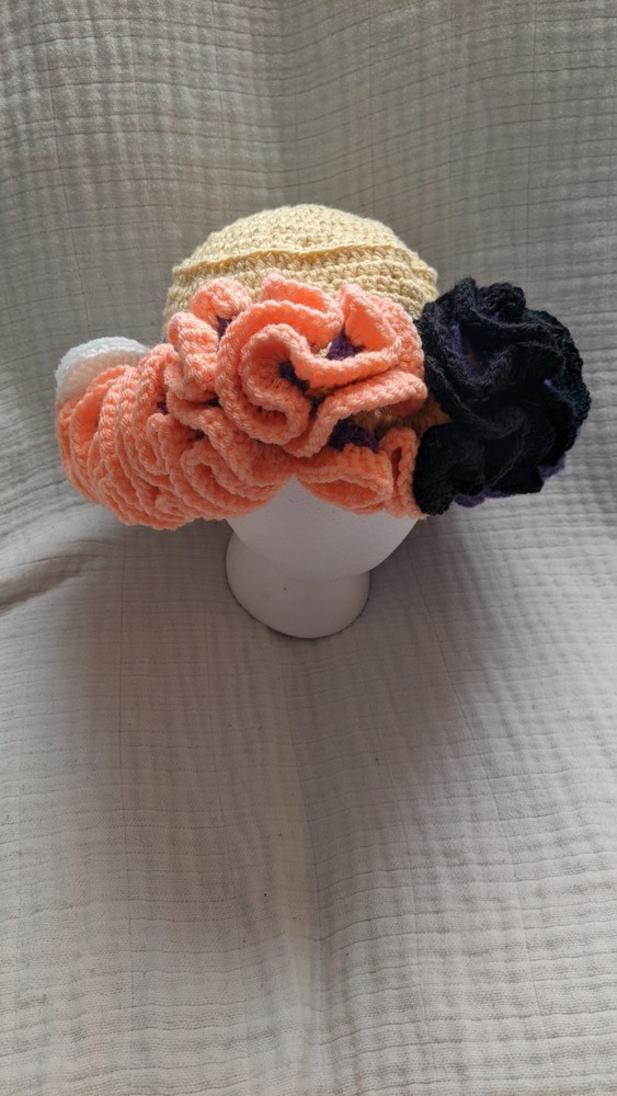 Hand Crocheted Extra Large Ruffle Hat