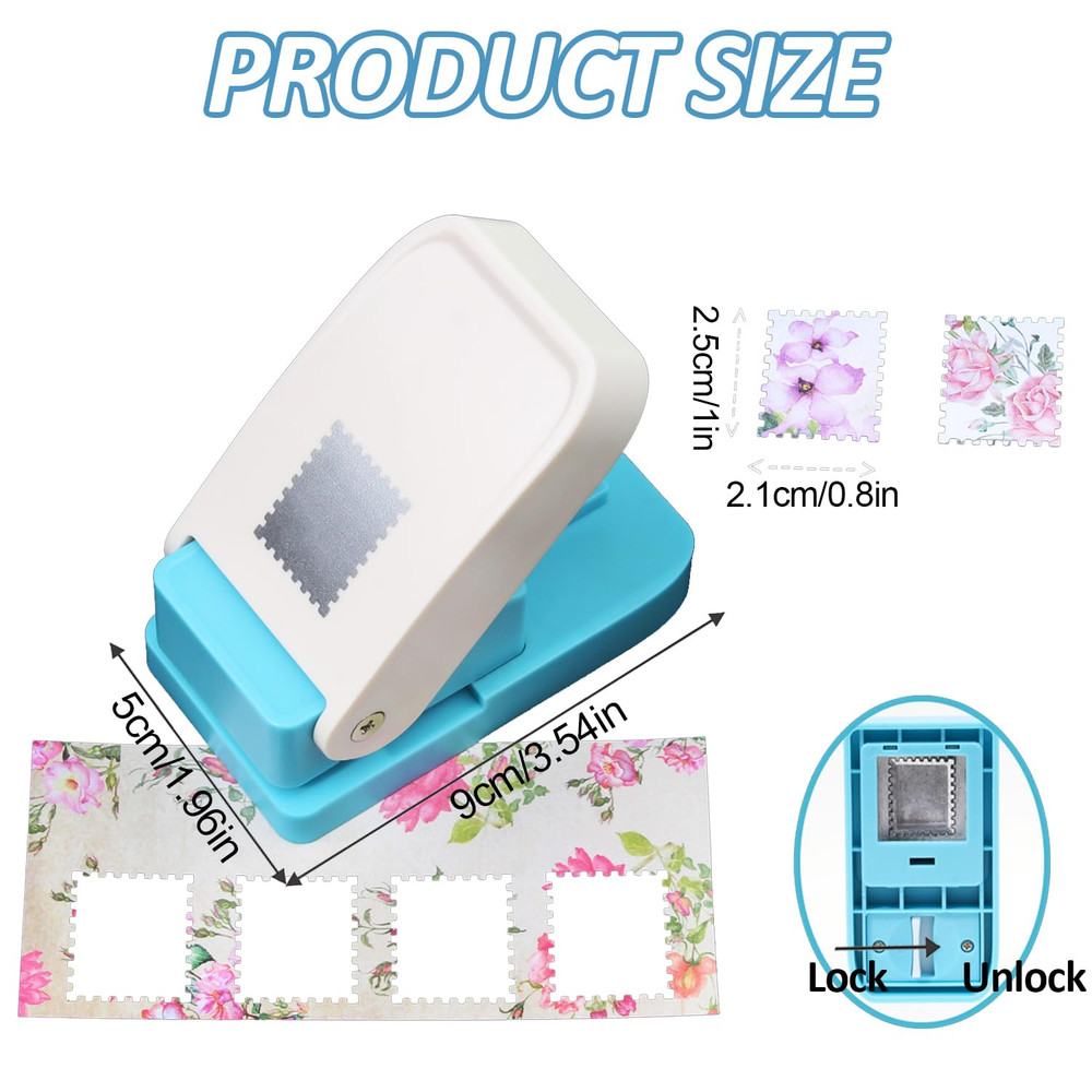 1X0.8Inch Rectangular Postage Stamp Puncher Rectangle Lever Action Stamp Punch