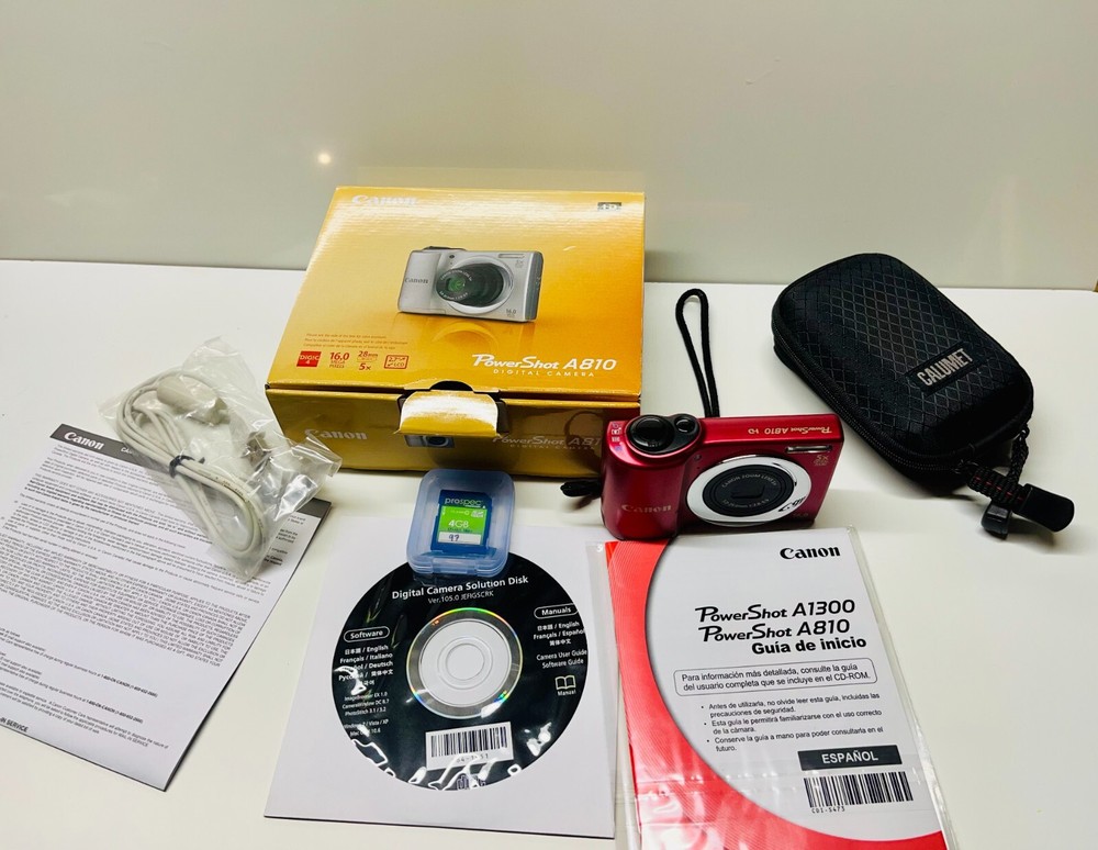 Canon PowerShot A810 Digital Camera - Original Box - Red - with additional case