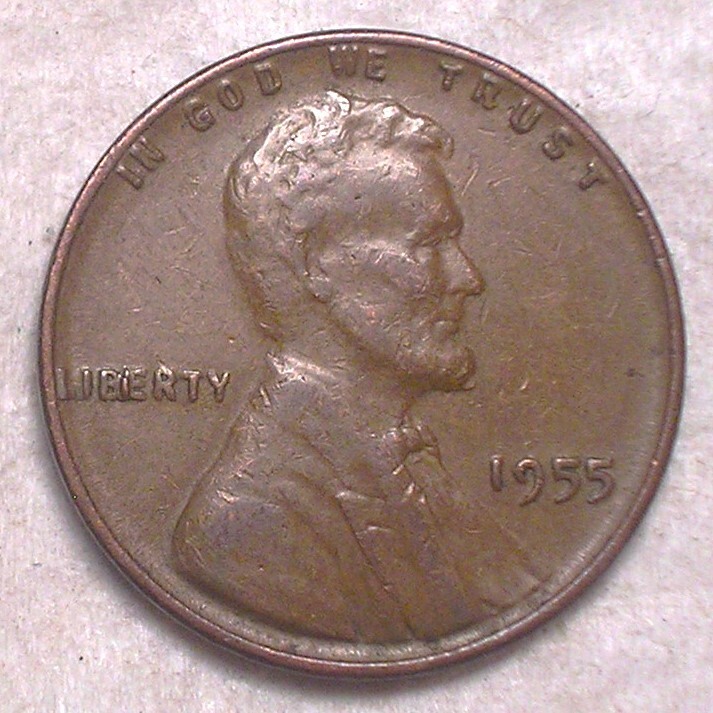 1955 Lincoln Cent Error, Rev & Obv Die Chip Errors, Higher Grade, Nice Surfaces