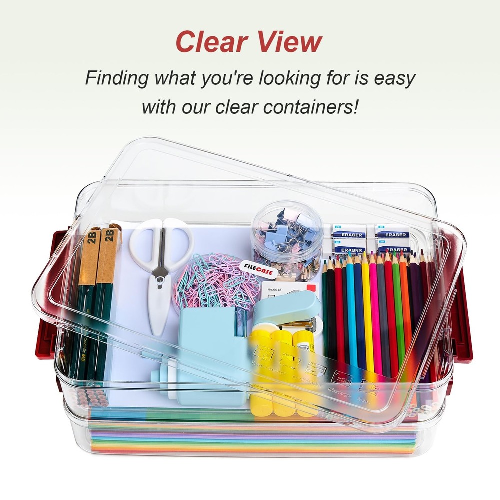 5.5qt Portable Project Case 9 X 13 Clear Stackable Plastic Storage With Lids ...