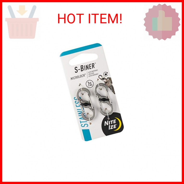 Nite Ize S-Biner MicroLock, Locking Key Holder, Stainless-Steel 2-Pack