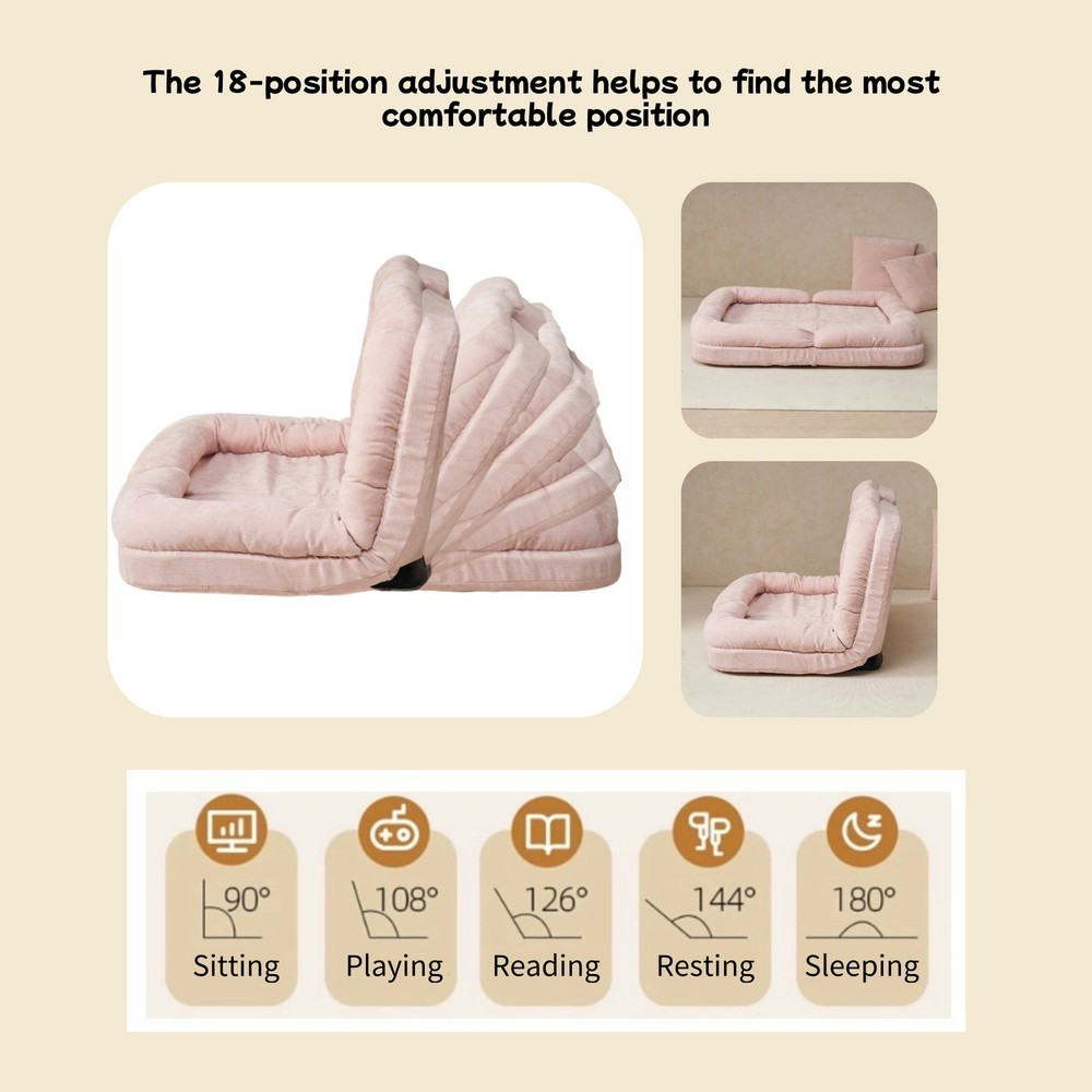 Convertible Fold-Out Double Sofa Bed,Pink