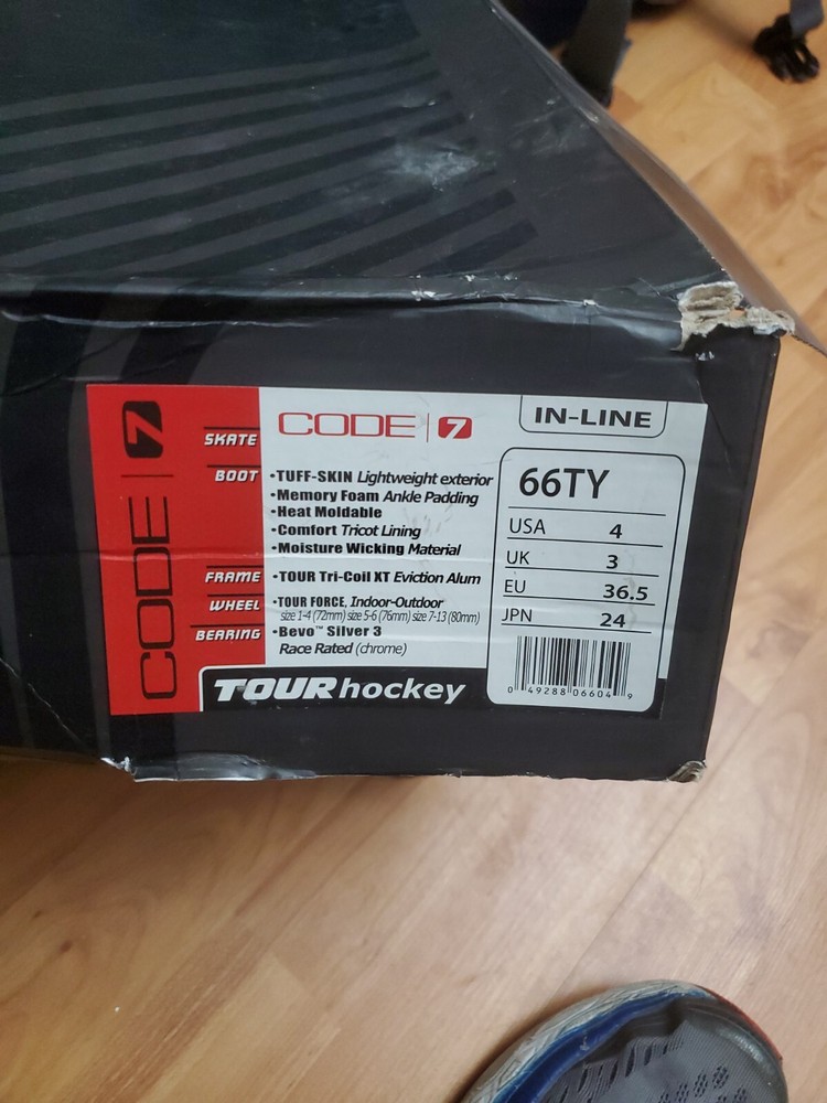 Tour Code 7 Inline Roller Hockey Size 4 FREE SHIPPING