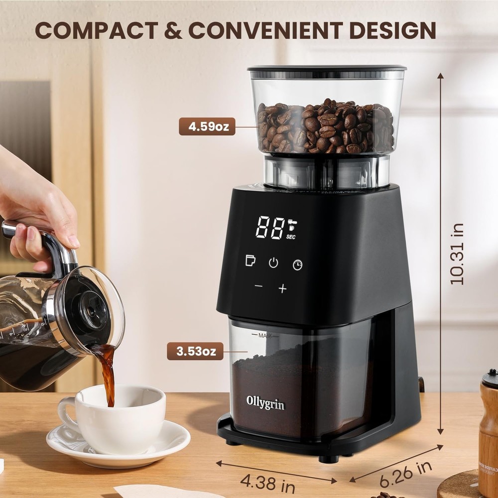 Conical Burr Coffee Grinder with Touch Panel with 30 Grinding Settings,2-12 Cups