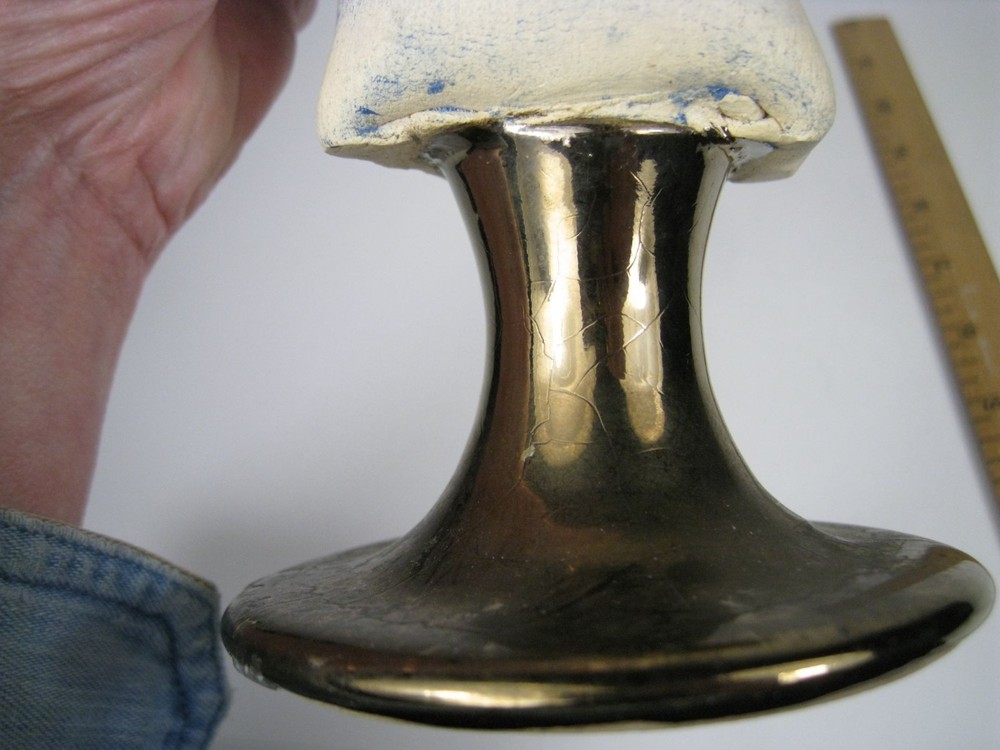 Handcrafted Ceramic Vase Scroll Design Hebrew Letter Brass Base