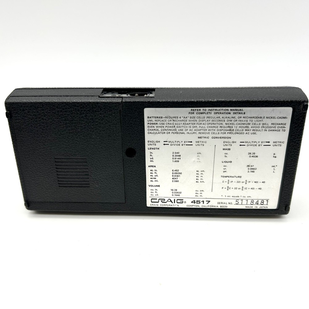 Craig Calculator 4517 AA Battery Powered WORKS
