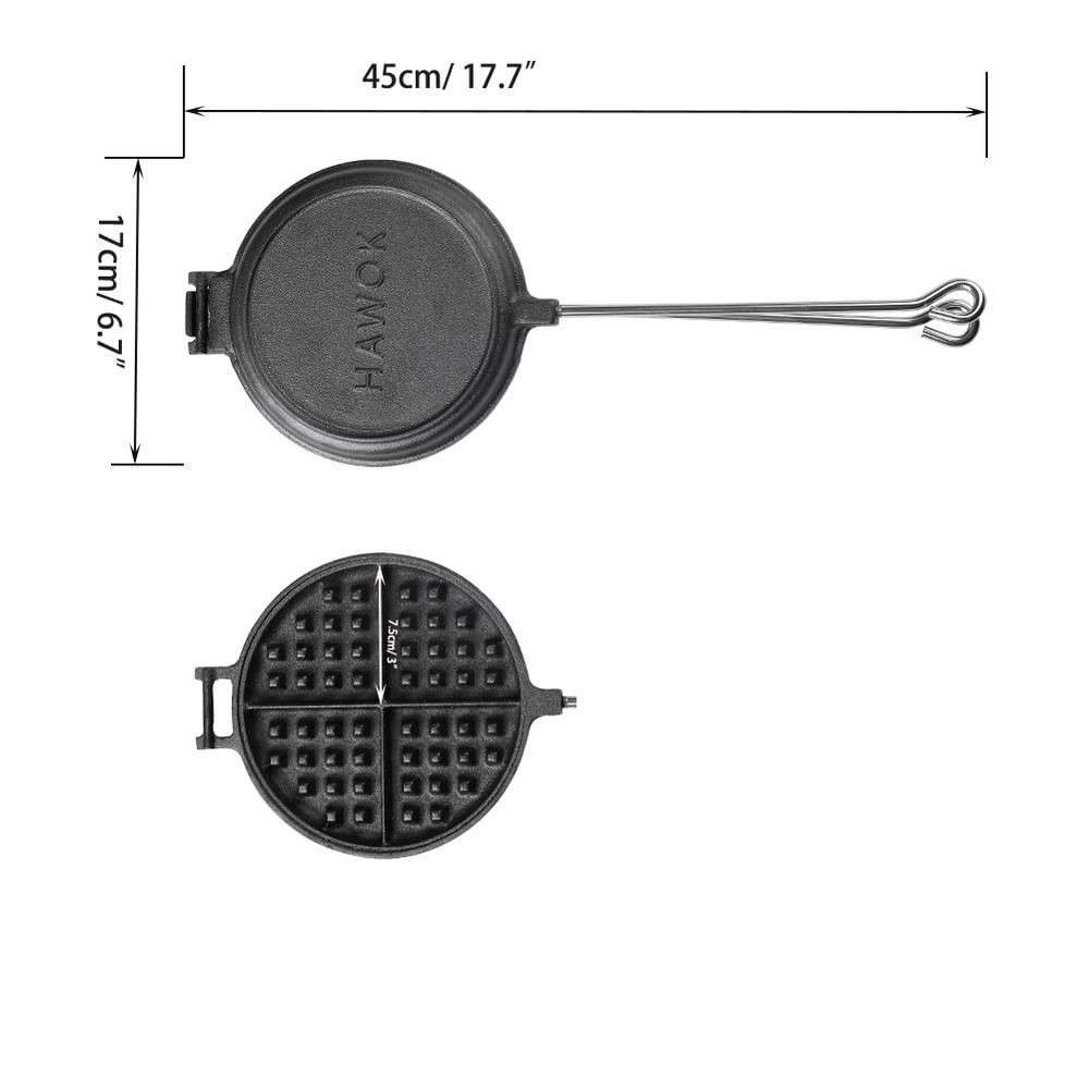 Cast Iron Waffle Maker with Handle Hoder and Basting Brush……