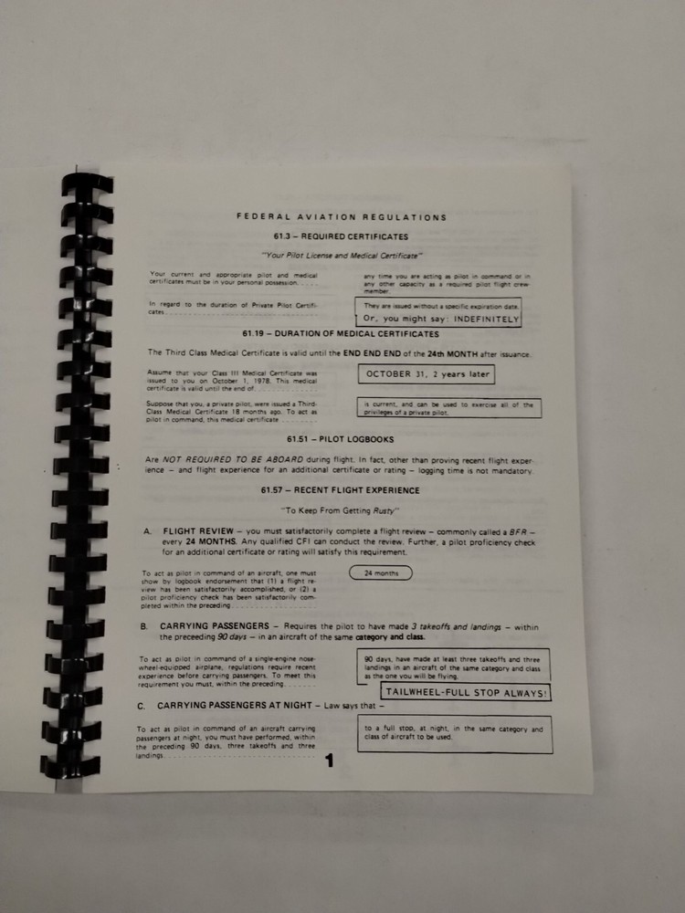 Flight Tech, Inc. Private Pilot Course Manual 1984, -Original