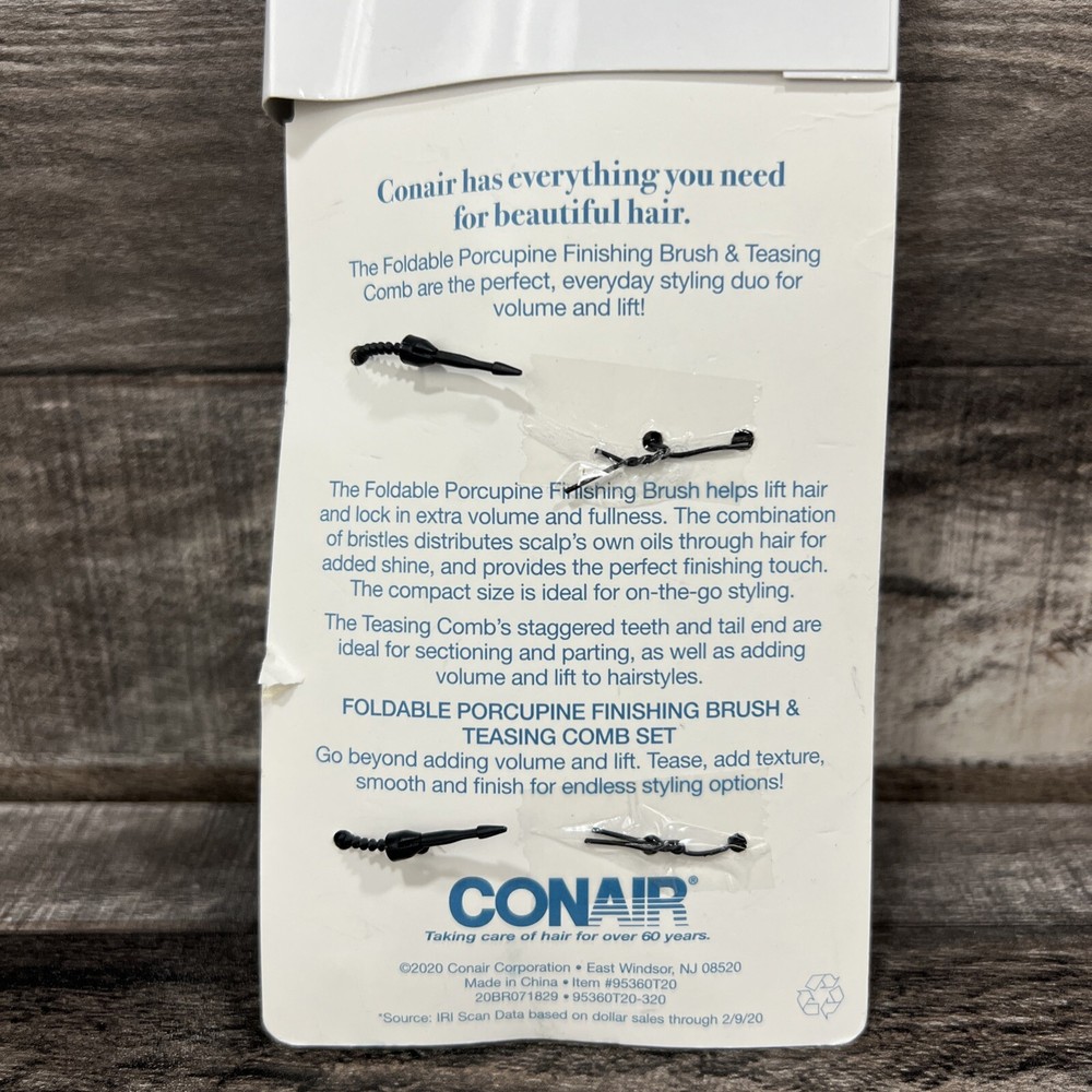 Conair Volume Teasing Comb & Foldable Teasing Hair Brush - 2 pc