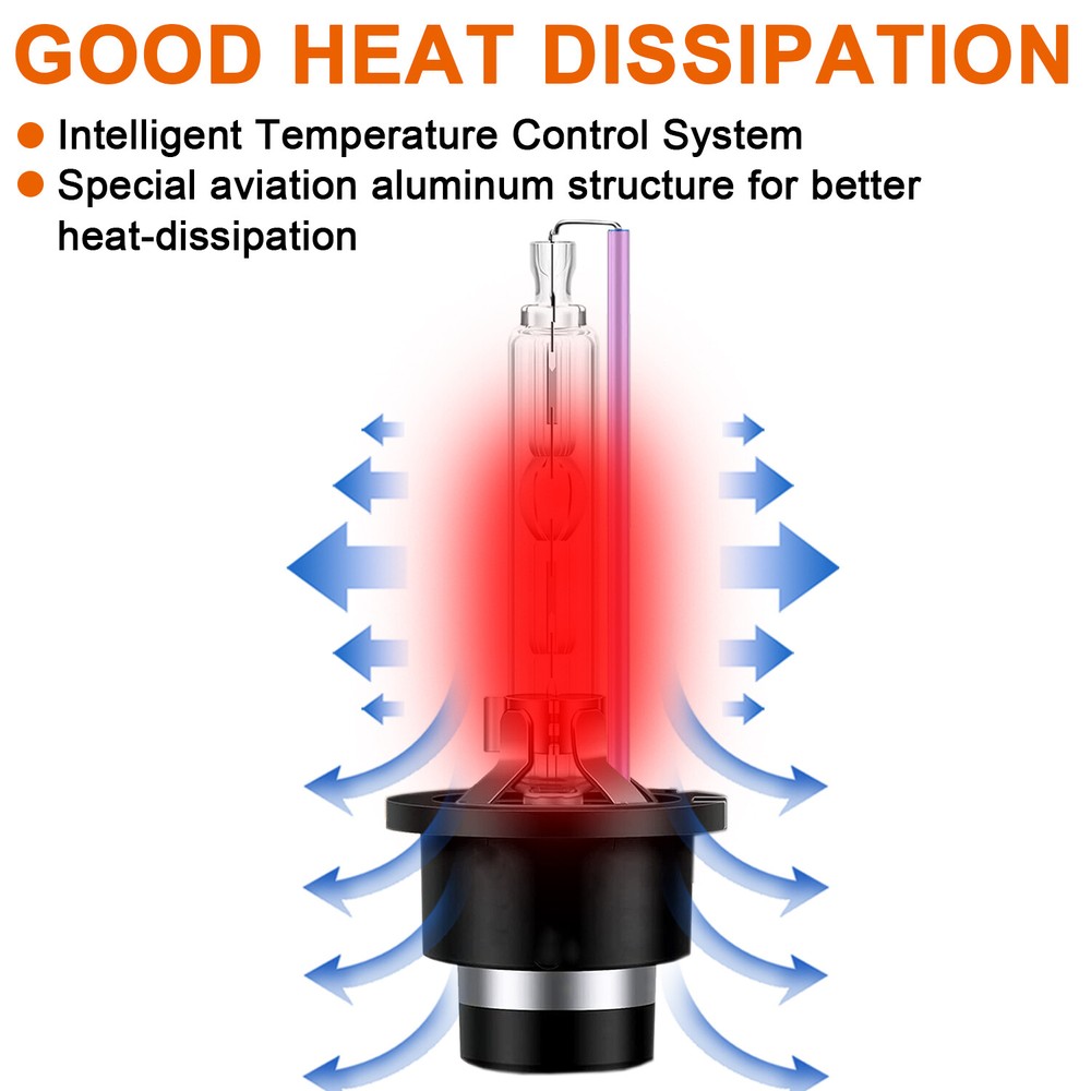 2 Pack D2S 35W 10000K HID Xenon Replacement Low/High Beam Headlight Lamp Bulbs