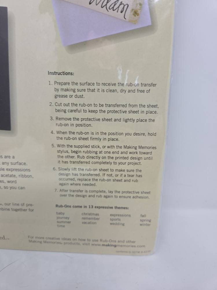 2003 MAKING MEMORIES ASSORTED RUB-0NS - VACATION, EXPRESSIONS, REMEMBER