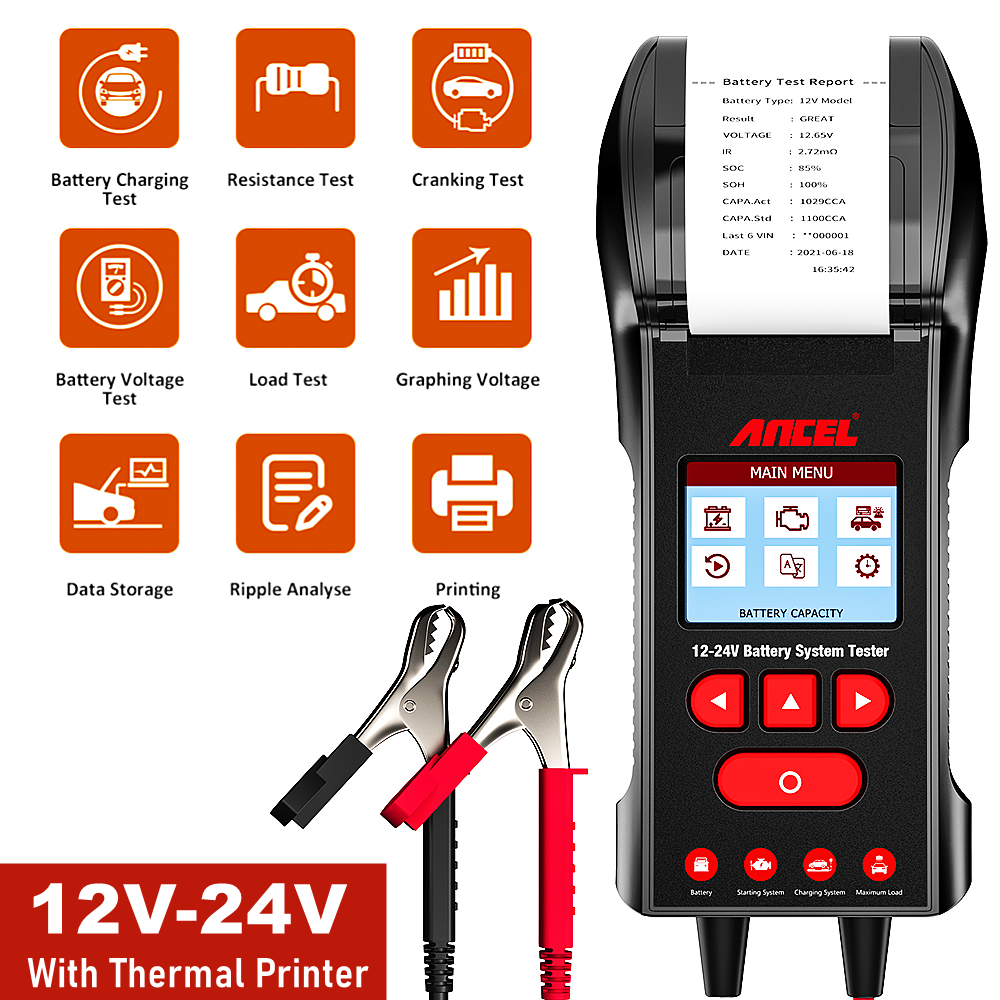 Ancel BST600 Digital Car Battery Load Tester Charging Cranking System Analyzer