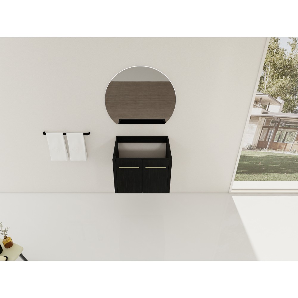 Wall-mounted bathroom cabinet without sink Features double doors with handles
