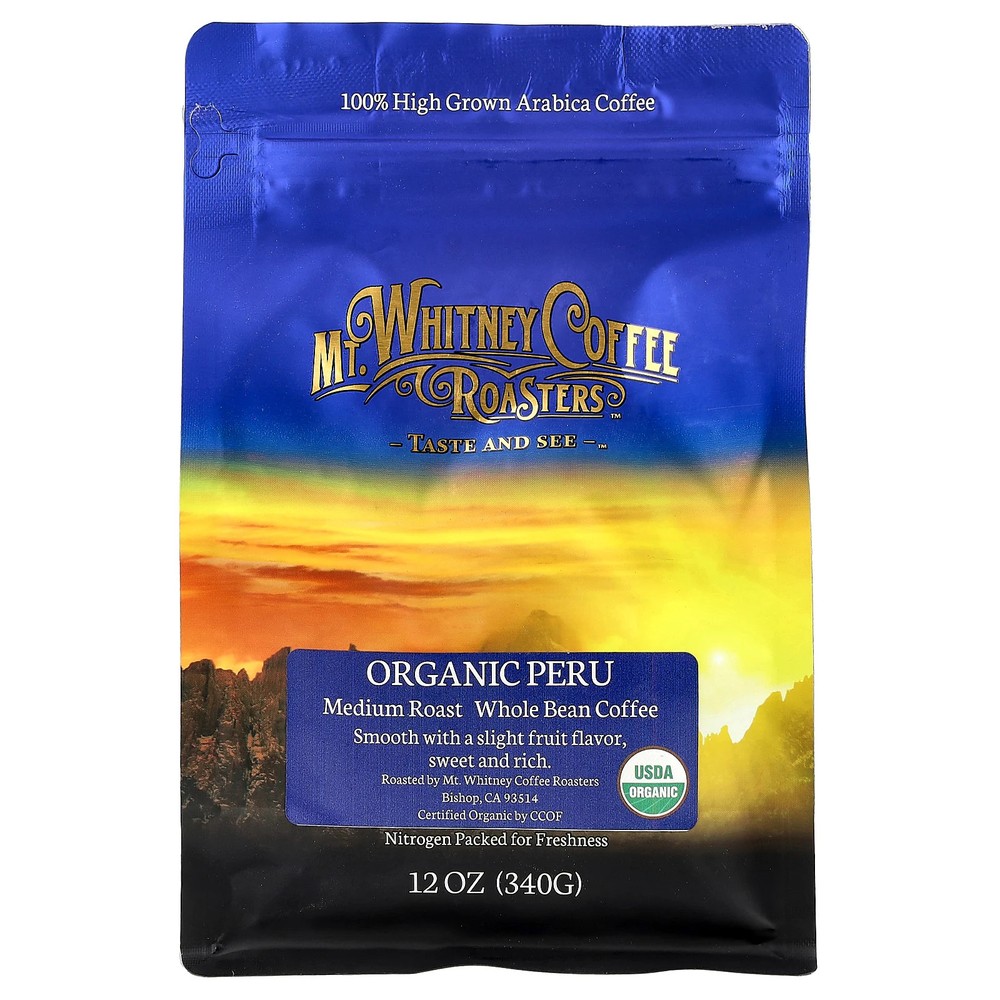 Organic Peru, Whole Bean Coffee, Medium Roast, 12 oz (340 g)
