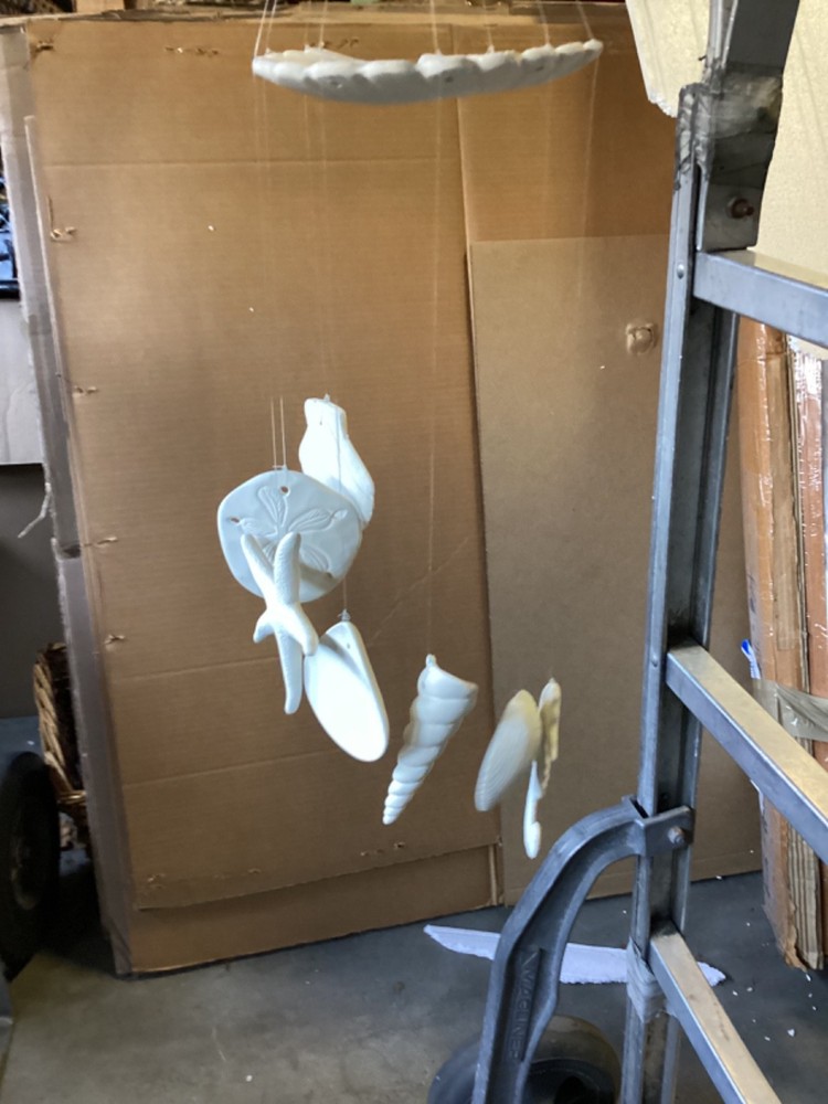 White Sea Shell Wind Chimes for Outside, Handmade Beach Style
