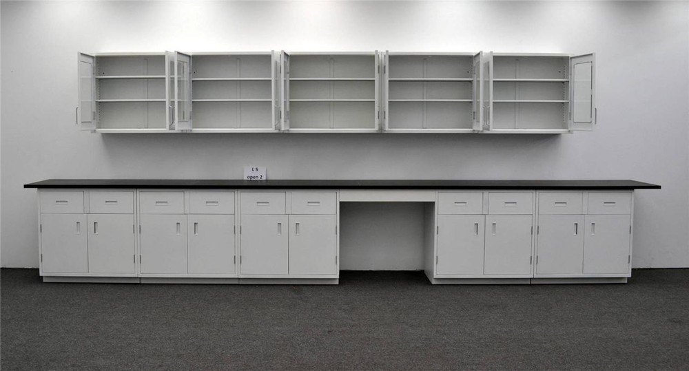 Chemical Resistant Laboratory Cabinet Group : 17' Base & 15' Upper / E1-187