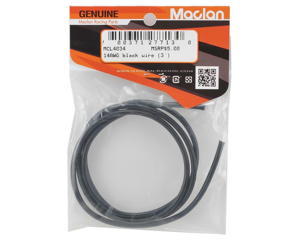 Maclan 14awg Flex Silicon Wire (Black) (3') [MCL4034]