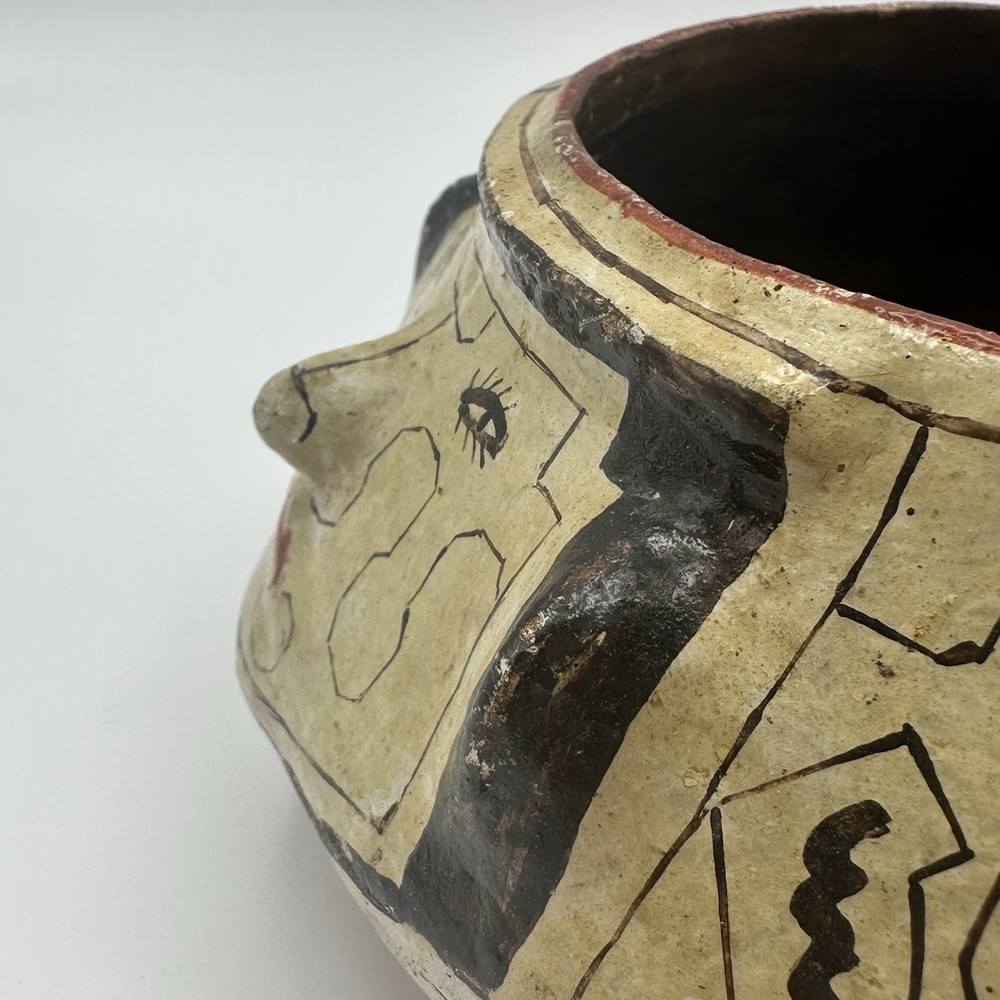Shipibo Conibo Peruvian Art Pottery Bowl, Anthropomorphic Design