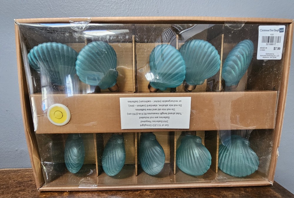 Coastal Shell LED String Lights Beach House Patio Decor NEW In Box
