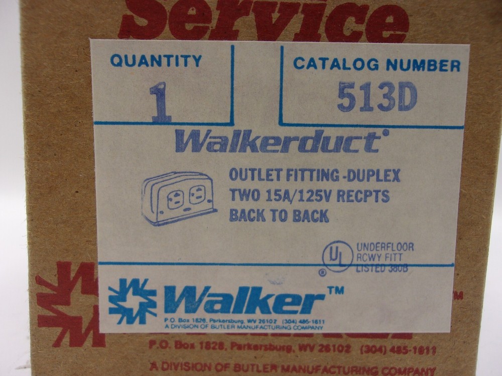 WALKERDUCT, 513D, Outlet Fitting Two Duplex Receptacles, 1561A