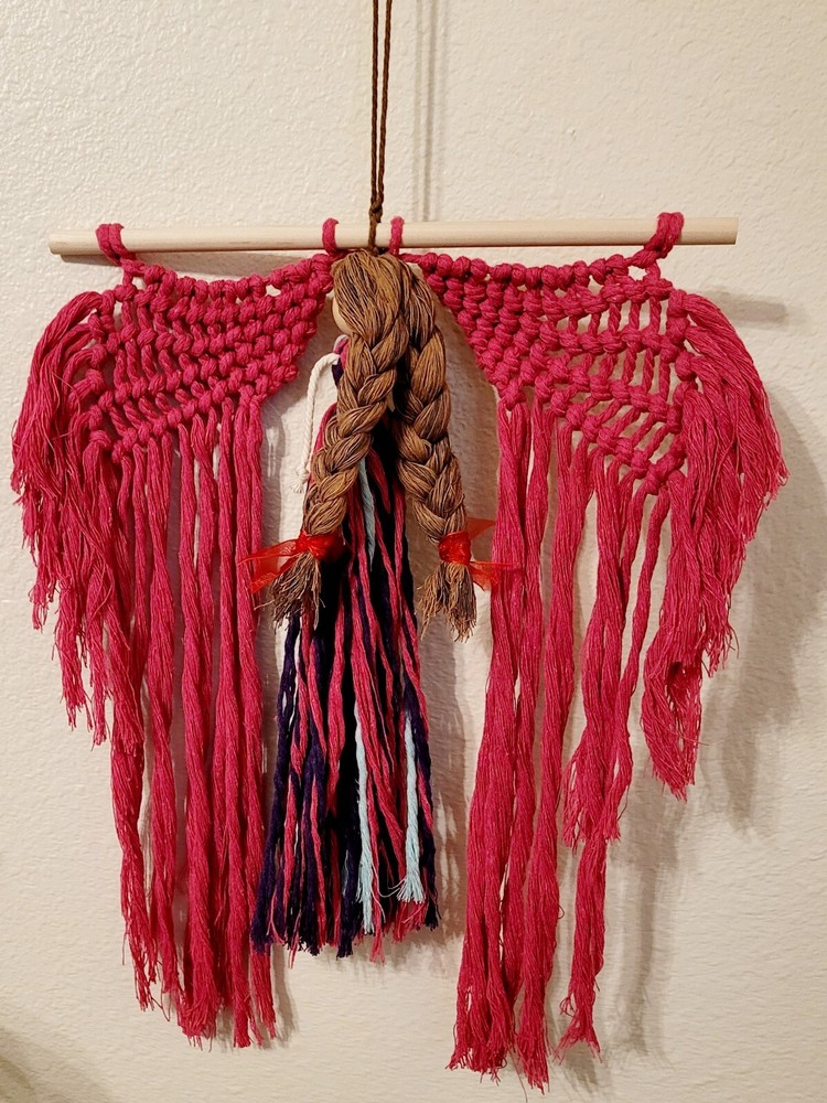 Macrame Handmade Wall Hanging Decor Crocheted Angel Doll Made From Cotton Thread